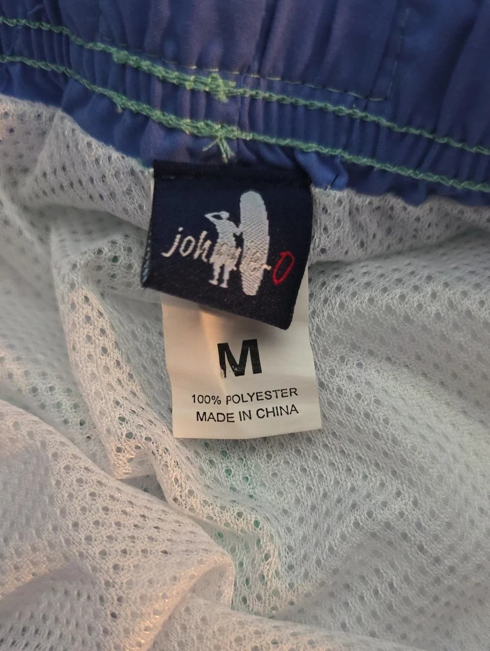 johnnie-O Medium Green Plaid Swim Trunks with Blue Drawstring Like New
